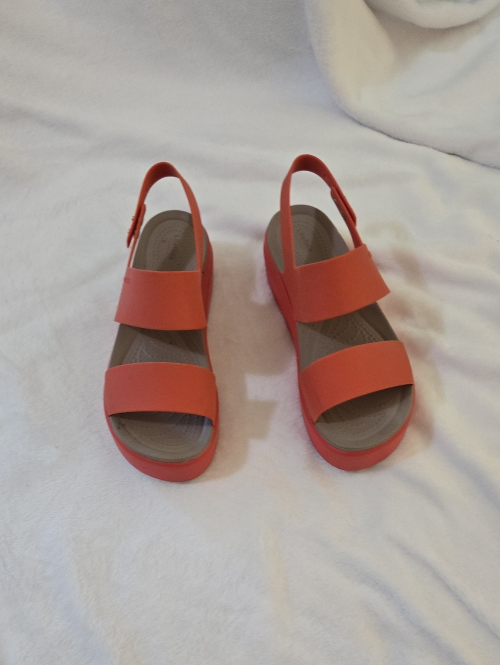 CROCS Women's Slingback Double-Strap Sandals in Coral Orange